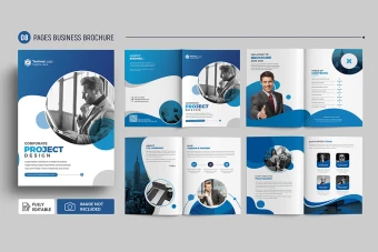 زیباترین کاتالوگ آبی برای شرکت و کسب و کار با فرمت فتوشاپ psd و مد رنگی cmyk