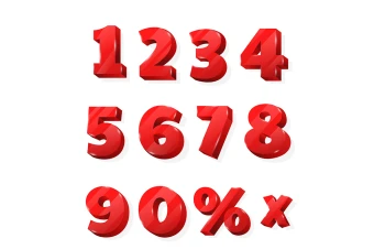 وکتور اعداد سه بعدی قرمز