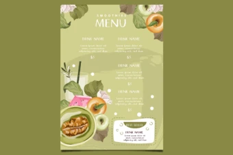 منو لایه باز آبمیوه فروشی با تم سبز