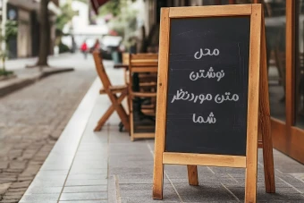 دانلود موکاپ لایه باز استند وتخته سیاه کافه