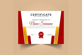 گواهینامه یا سرتیفیکت طرح سفید و قرمز