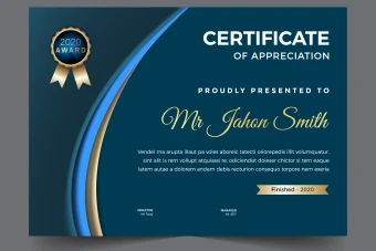 گواهینامه یا سرتیفیکت طرح آبی سورمه ای