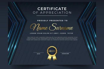 گواهینامه یا سرتیفیکت طرح آبی سورمه ای