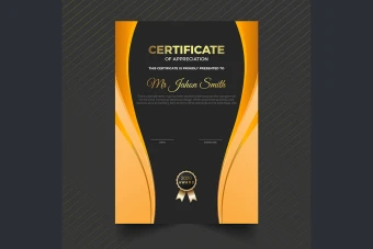 گواهینامه یا سرتیفیکت طرح مشکی طلایی