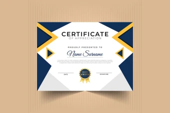 گواهینامه یا سرتیفیکت طرح آبی سفید