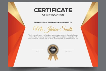 گواهینامه یا سرتیفیکت طرح سفید نارنجی