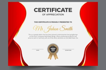 گواهینامه یا سرتیفیکت طرح قرمز و سفید