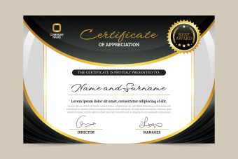 گواهینامه یا سرتیفیکت طرح مشکی سفید