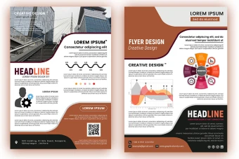 بروشور یا تراکت تبلیغاتی دورو رنگ قهوه‌ای با فرمت فتوشاپ