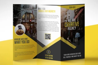 بروشور 3لت دورو برای کسب و کار رنگ زرد و مشکی ،بروشور تبلیغاتی برای مشاور املاک و مستغلات