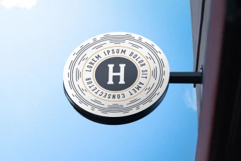 دانلود موکاپ لایه باز تابلو و استند دیواری گرد