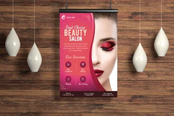 تراکت یا پوستر آویزان سالن زیبایی لایه باز قابل ویرایش در فتوشاپ با فرمت psd