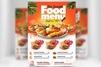 قالب طراحی شده منو رستوران و فست فود