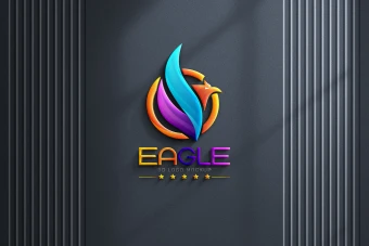 موکاپ سه بعدی لایه باز لوگو