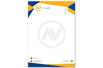 دانلود طرح لایه باز سربرگ سرمه ای و زرد متشکل از اشکال هندسی