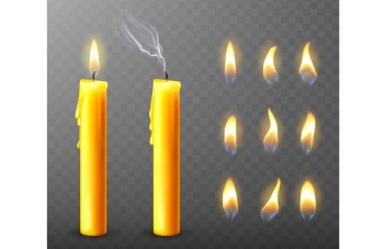 طرح لایه باز شمع همراه با مجموعه شعله های مختلف