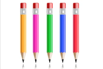 مجموعه لایه باز طرح مداد در رنگ های مختلف