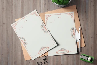 سربرگ اداری با طراحی سنتی و مذهبی | لایه باز وکتور با حاشیه طرح اسلامی