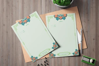 سربرگ لایه باز EPS | با حاشیه سنتی ایرانی و جلوه مینیاتور (اداری و رسمی)