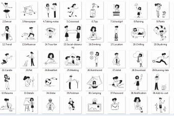 مجموعه کاراکتر های مینیمال سیاه و سفید