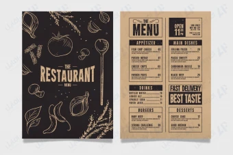 طرح لایه باز و قابل ویرایش منوی رستوران و فست فود