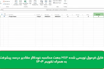 فایل MSP فرمول نویسی شده جهت محاسبه درصد پیشرفت وزنی به همراه تقویم سال 1404