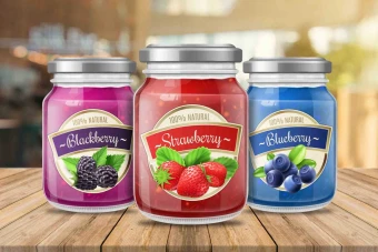 موکاپ ظرف مربا سه عددی | موکاپ ظروف مربا | موکاپ ظرف شیشه ای | موکاپ ظرف مواد غذایی | موکاپ لیبل غذا | موکاپ لیبل مربا | موکاپ لیبل صنعتی | موکاپ لیبل مواد غذایی | موکاپ برچسب مواد غذایی