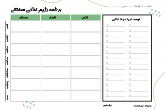 پلنر رژیم غذایی هفتگی