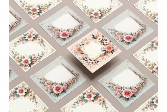 مجموعه ۵۰ عددی کادرهای گلدار برای طراحی کارتهای پستال تبریک، دعوتنامه و مناسبتهای خاص