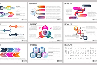 اینفوگرافیک مدرن 8صفحه+ آیکن های لازم با فرمت eps