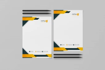 سربرگ شرکتی رنگ نارنجی و مشکی ، دانلود سربرگ شرکتی شیک و زیبا