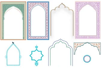 کادر و حاشیه اسلیمی تهذیب دار محراب / لایه باز با کیفیت بسیار بالا مناسب صفحه آرایی کتاب و قرآن و ادعیه و انواع پوستر و بنر