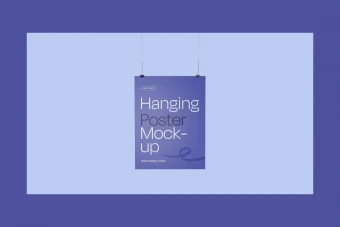 دانلود فایل لایه باز موکاپ طرح نگهدارنده پوستر و بنر Hanging Poster