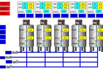 برنامه PLC و HMI برای کنترل و مانیتورینگ تانک‌های دوغ