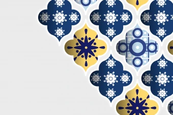 دانلود طرح لایه باز پس زمینه / بکگراند طرح ایرانی و اسلیمی و عربی با نقش ها و طرح های آبی و زرد