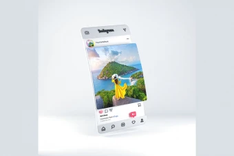 موکاپ پریمیوم لایه باز سه بعدی پست اینستاگرام psd