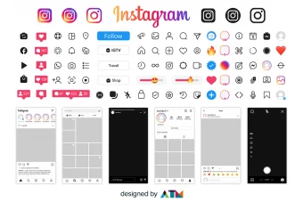 دانلود پک آیکون های اینستاگرام به صورت وکتور لایه باز مناسب جهت طراحی بنر، پست و استوری