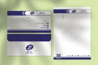 طرح لایه باز سربرگ و پاکت نامه بیمه معلم