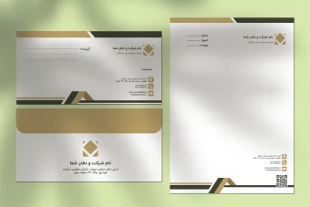 طرح لایه باز سربرگ و پاکت نامه حرفه‌ای مناسب کسب‌وکارهای لوکس و اداری