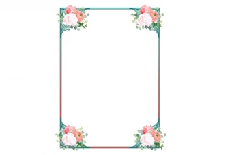 قاب و حاشیه گل دار سبز قرمز لایه باز