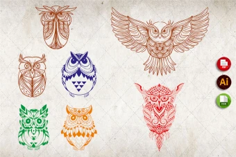 طرح وکتور حیوانات شماره 1 ( آماده برش لیزری و حکاکی ) - وکتور جغد