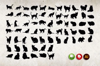 طرح وکتور حیوانات شماره 3 ( آماده برش لیزری و حکاکی ) - وکتور گربه