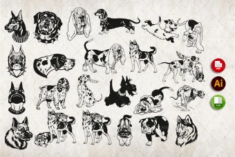 طرح وکتور حیوانات شماره 8 ( آماده برش لیزری و حکاکی ) - وکتور سگ