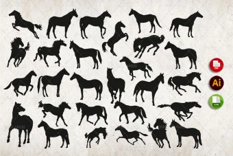 طرح وکتور حیوانات شماره 9 ( آماده برش لیزری و حکاکی ) - وکتور اسب