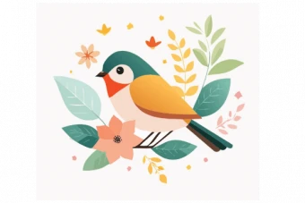 طرح وکتور پرنده و گل