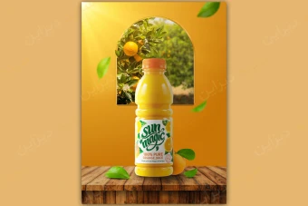 بنر تبلیغاتی نوشیدنی - آبمیوه پرتقال – مناسب برای برند شما