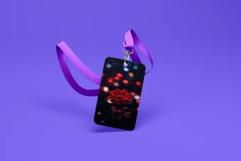 موکاپ پریمیوم لایه باز سه بعدی کارت شناسایی گردنی psd