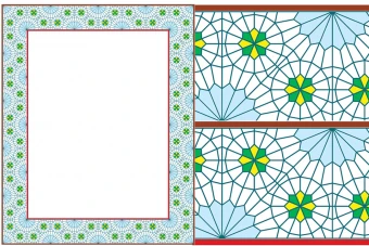 طرح حاشیه پنجره اورسی (گره چینی) با کیفیت بالا برای طراحی مذهبی با قالب اسلیمی برای پوستر