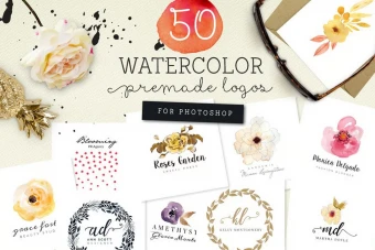 50 لوگوی آبرنگی آماده: طراحی برند شما در فتوشاپ