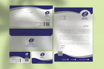 طرح لایه باز ست اداری بیمه معلم | سربرگ، پاکت نامه، کارت ویزیت | طراحی حرفه‌ای، ساده و شرکتی